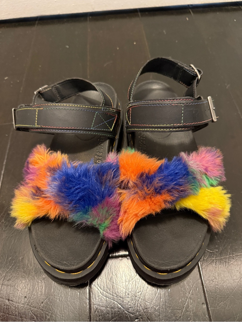 Dr. Martens VOSS II FLUFFY FAUX FUR STRAP SANDALS - Picture 5 of 13